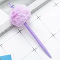 Decorative purple pom-pom ballpoint pen with a flamingo ornament and purple body - Candy Purple Flamingo