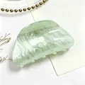 Elegant mint green acrylic hair claw clip with water ripple pattern for women hairstyles - Light Green