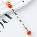 Durable metal DIY beading rod accessory with vibrant orange beads for custom keychains - Orange