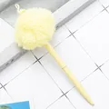 Creative yellow flamingo pom-pom ballpoint pen with soft plush ball and metal body - Candy Yellow Flamingo