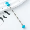 Blue beaded metal rod accessory for DIY handmade jewelry and keychain crafting projects - Candy Blue