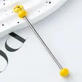 DIY metal beading rod with yellow bead ends for creative keychain accessories. - Candy Yellow