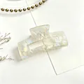 Elegant iridescent white acrylic water ripple hair claw clip for stylish hair updos. - White 10.5cm