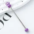 DIY metal bead rod keychain accessory featuring purple beads and a silver stem finish - Candy Purple