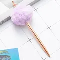 Rose gold metal ballpoint pen with lavender pom pom and flamingo topper decoration - Purple Pompom Flamingo
