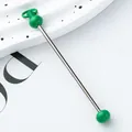 Durable silver metal beadable rod with green sphere ends for DIY keychain accessories - Candy Green