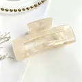 Elegant ivory acrylic hair claw clip with water ripple texture for stylish hair styling - Yellow 10.5cm