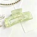 Light green acrylic hair claw clip with elegant water-ripple marbled texture - Green 10.5cm