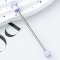 Elegant purple gradient bead rod DIY keychain accessory with polished silver metal bar - Candy Purple Gradient