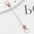 DIY silver beadable keychain bar with elegant rose gold bead accents and split rings - Rose Gold