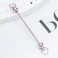 Creative DIY beadable metal rod featuring pink gradient beads and silver split rings - Pink