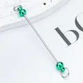 Durable metallic DIY bead rod keychain accessory with shiny green gradient beads - Green