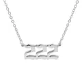 Detailed macro view of a silver stainless steel necklace featuring a 222 angel number pendant - Steel (222)
