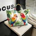 Waterdichte PVC canvas draagtas met een levendige tropische print van een papegaai - 44X31CM / Regenwoud Ara Print Stijl (款式2)