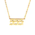 Close-up of a gold-plated stainless steel necklace with a 555 angel number pendant - Gold (555)