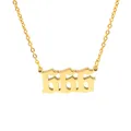 Detailed view of a gold stainless steel necklace with Gothic angel number 666 pendant - Gold (666)