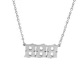 Detailed close-up of a silver stainless steel necklace with cutout angel number 888 pendant. - Steel (888)