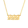 Detailed close-up view of gold stainless steel necklace with 999 angel number pendant - Gold (999)