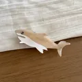 Elegant acetate hair claw clip featuring a unique shark shape in cream and white tones - Beige Shark