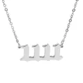 Detailed macro view of the silver stainless steel 1111 angel number necklace pendant - Steel Color (1111)