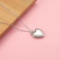Collana con medaglione a cuore in acciaio inossidabile argento con gemma chiara - Bianco