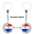 Llavero giratorio de media luna con colgante de cristal de la bandera de Paraguay - Bandera de Paraguay (62438508)