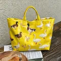 Gele waterdichte PVC-tas met stijlvolle eenden- en zwanenprint voor dagelijks gebruik - 44X31CM / Realistische Eend en Zwaan Print Stijl (款式6)