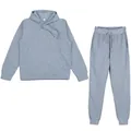 Grey men's casual two-piece tracksuit set with hooded sweatshirt and sweatpants. - 3XL / Top And Bottom / Silver