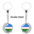Llavero giratorio de doble cara con forma de luna creciente y bandera de Uzbekistán - Bandera de Uzbekistán (62438512)