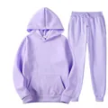 Men's solid light purple hooded sweatshirt and matching jogger pants sports set - 3XL / Top And Bottom / Light Purple