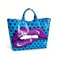 Waterdichte PVC canvas draagtas met stippen en een paarse lippen print ontwerp - 44X31CM / Paarse Lippen Pop-art Print Stijl (款式10)