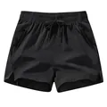 Lightweight black quick-dry ice silk athletic shorts for men's fitness and running - S / Black