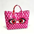Waterdichte roze PVC tote bag met stippen en cartoon oogontwerp voor dagelijks - 44X31CM / Grote Ogen Polka Dot Mode Stijl (款式11)