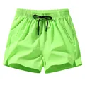 Premium men's quick-dry sports shorts in vibrant neon green with drawstring waist - S / Fluorescent Green