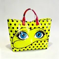 Gele waterdichte PVC draagtas met stippen en een blauwe cartoon ogen grafische print - 44X31CM / Blauwe Grote Ogen Polka Dot Print Stijl (款式13)
