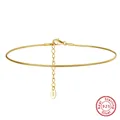 Elegant 14K gold plated S925 sterling silver snake chain anklet with lobster clasp - SA23-14K / 925 Silver