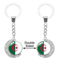 Llavero giratorio media luna con bandera de Argelia, colgante de metal de doble cara. - Bandera de Argelia (62438521)