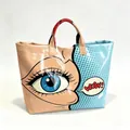 Waterdichte PVC-draagtas in pop-art stijl met een opvallende oogopdruk voor dames - 44X31CM / Blauwe Ogen WOW Print Stijl (款式16)