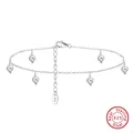 Elegant S925 sterling silver anklet with faceted checkered ball charms for women - SA26-P / 925 Silver