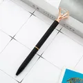 Elegant black metal ballpoint pen with a large crystal diamond top in rose gold - Black (Rose Gold Parts) / 1.0mm Bullet Tip