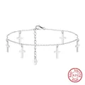 S925 sterling silver anklet with multiple cross charms in silver finish - Sa28-p / 925 Silver