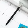 Elegant black metal ballpoint pen featuring a large faceted crystal diamond top ornament - Black (Silver Parts) / 1.0mm Bullet Tip