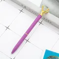 Elegant purple metal ballpoint pen with a large crystal diamond top - Violet / 1.0mm Bullet Tip