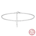 Elegant S925 sterling silver beaded anklet with adjustable extension chain - SA42-P / 925 Silver