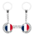 Llavero giratorio de luna creciente plateada con diseño de bandera francesa doble cara - Bandera de Francia (62438531)