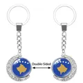 Llavero de luna creciente giratorio de doble cara con la bandera de Kosovo en plata - Bandera de Kosovo (62438541)