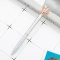 Silver metallic ballpoint pen with a large faux diamond topper and rose gold accents - Spray Silver / 1.0mm Bullet Tip