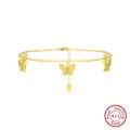 Elegant S925 sterling silver butterfly charm anklet with 14K gold plated finish - SA60-14K / 925 Silver
