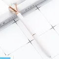 Elegant white metal ballpoint pen featuring a large rose gold diamond crystal topper - Light Pink with Rose Gold Parts / 1.0mm Bullet Tip