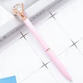 Elegant rose gold and pink ballpoint pen with a large sparkling diamond crystal top - Candy Pink / 1.0mm Bullet Tip